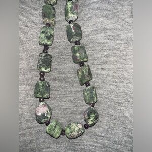 Raw Ruby Zosite cubed necklace